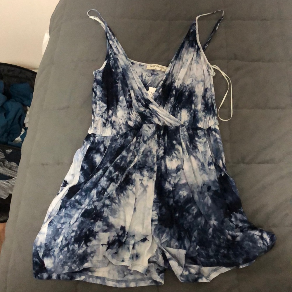Blue tye dye romper! Stretchy and comfortable